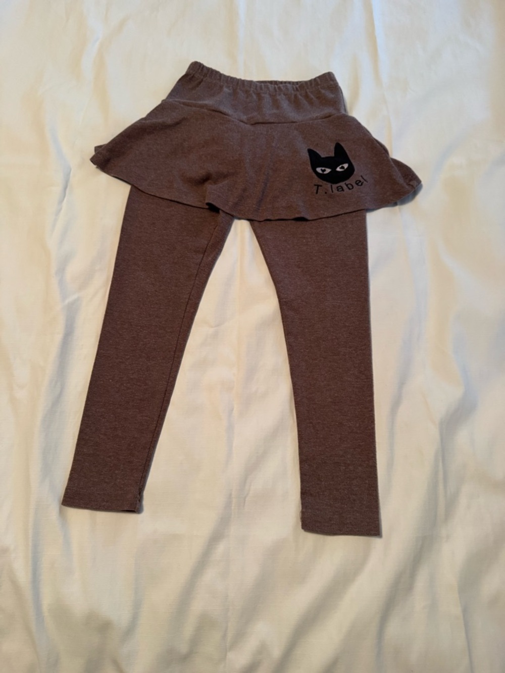 T. Label Toddler/Girls Brown Skirted Leggings – Cute Cat Detail